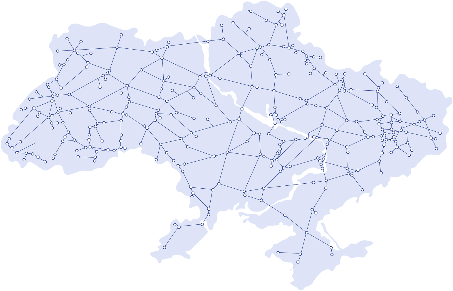 Мапа залізниць України